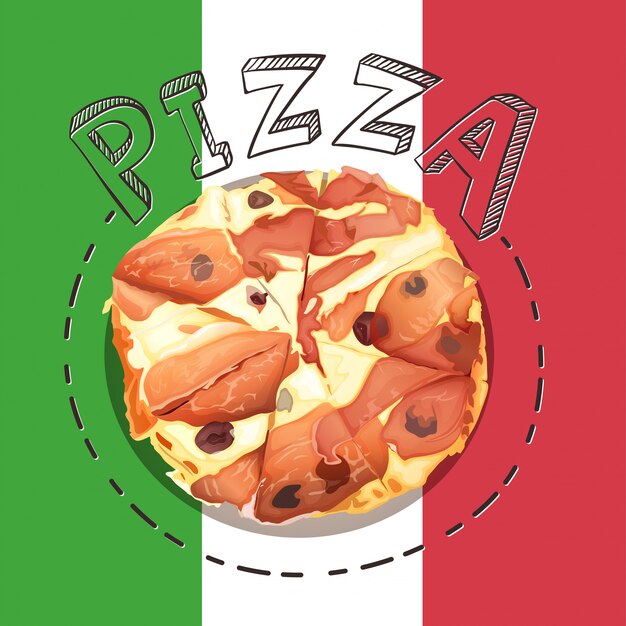 Vecteur plateau de pizza italienne