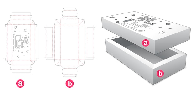 Plateau Pliant Et Couvercle Avec Gabarit De Découpe De Fenêtre De Traîneau De Noël