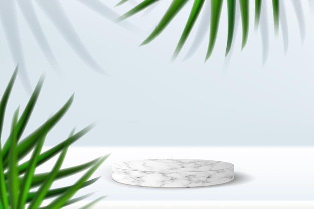 Plateforme en marbre blanc pour la présentation des produits