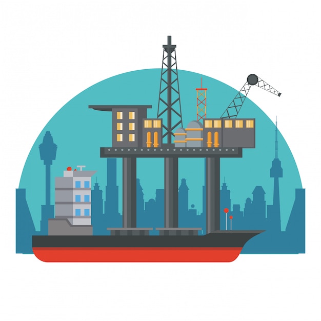 Vecteur plateforme pétrolière