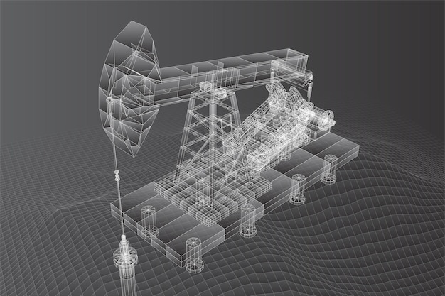 Plates-formes Pétrolières 3d Vectorielles à Partir De Polygones Et De Lignes