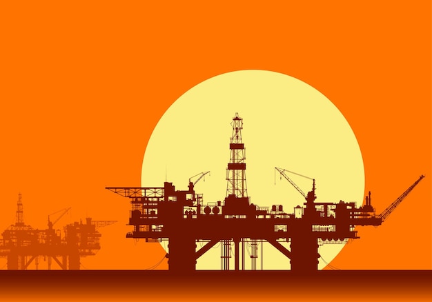 Vecteur plates-formes pétrolières en mer plates-formes de forage offshore