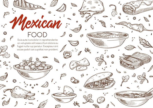 Plats De Recettes De Cuisine Mexicaine Dans La Publicité Du Menu