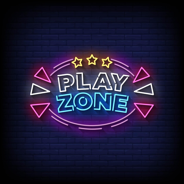 Play Zone Neon Signs Style Texte Vecteur