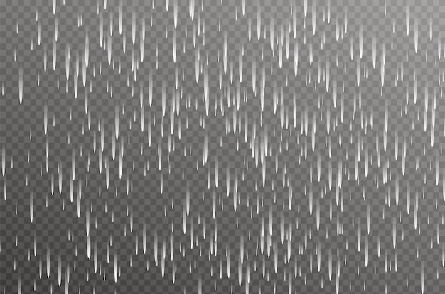 Pluie, tempête et nuages blancs sur fond transparent.