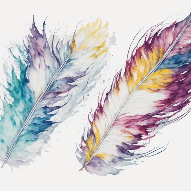 Vecteur plume d'aquarelle sur fond blanc de couleur