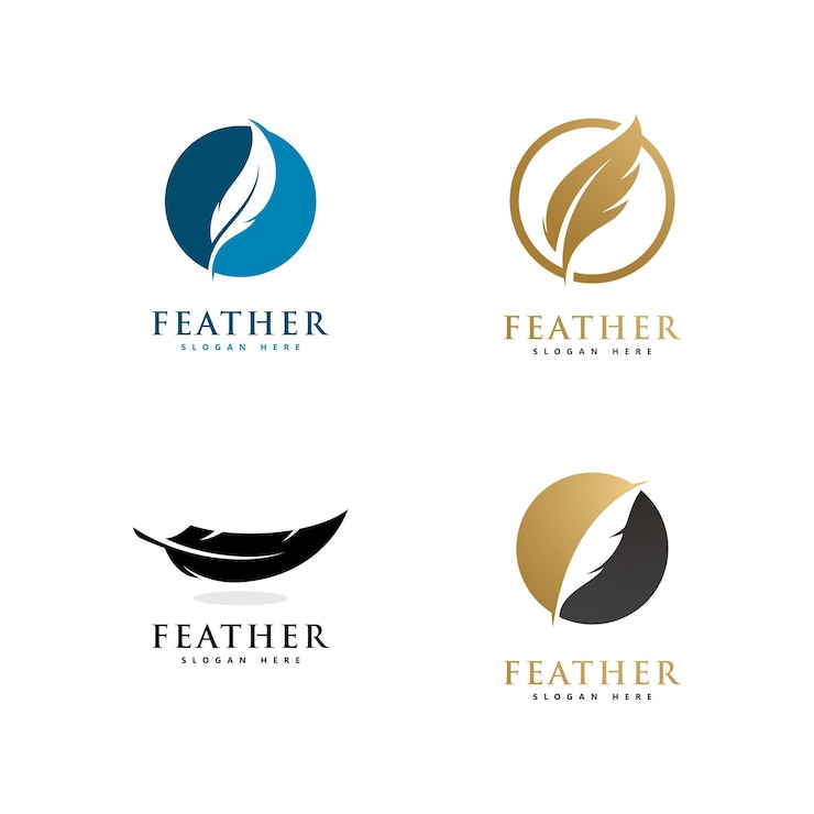 Vecteur plume logo icône design vecteur symbole