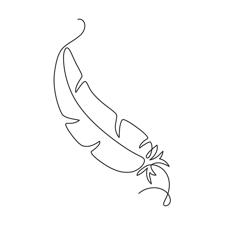 Vecteur plume d'oiseau dessinée une ligne continue dans le minimalisme abstrait une ligne contour vectoriel modifiable