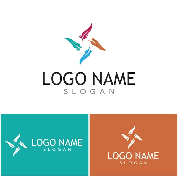 Plumes Logo Template Vecteur Symbole Nature