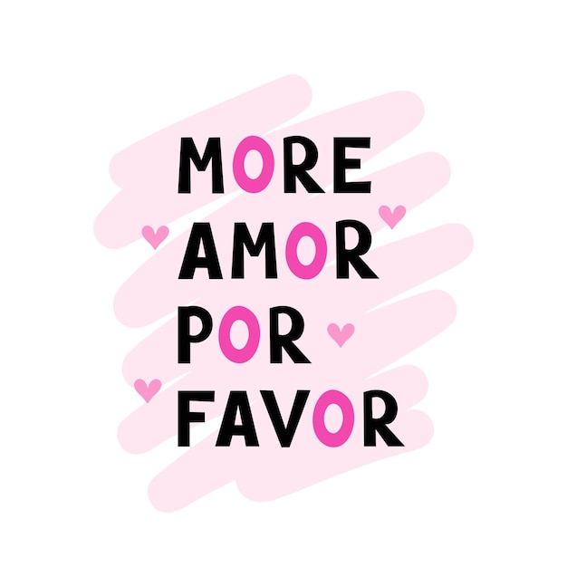 Plus Amor Por Favor Phrase D'amour Illustration Dessinée à La Main