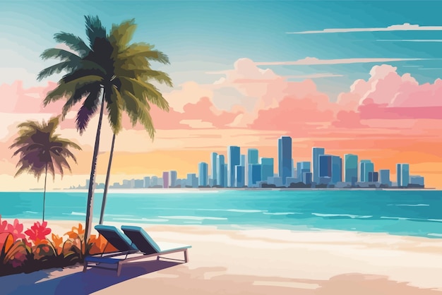 Vecteur le plus beau fond d'illustration de miami