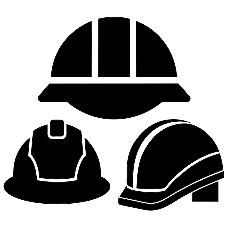Vecteur le plus courant dans le monde différents types de casque de sécurité illustration vectorielle couleur noire 4