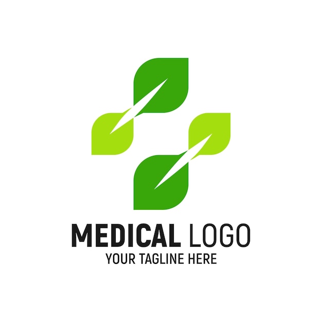 Plus Medical Leaf Logo Design Template Inspiration Vector Illustration