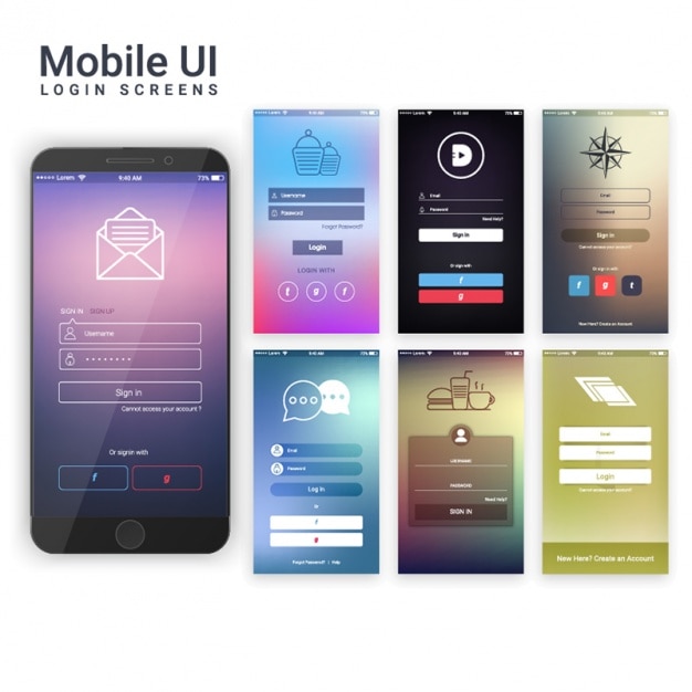 Plusieurs écrans De Connexion Pour Les Applications Mobiles