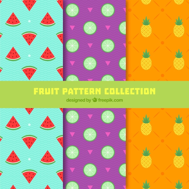 Plusieurs motifs plats avec des fruits colorés