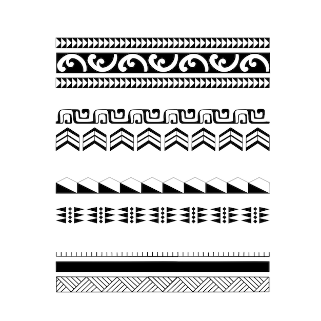 Pochoir De Tatouage Brassard Polynésien Motif Samoan Texture Noir Et Blanc Illustration Vectorielle