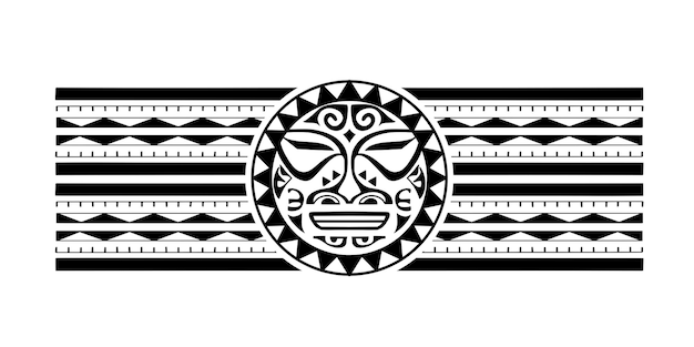 Pochoir De Tatouage Brassard Polynésien Motif Samoan Texture Noir Et Blanc Illustration Vectorielle