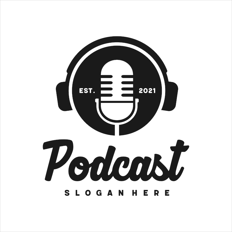 Vecteur podcast avec inspiration du logo du microphone. modèle de conception, illustration vectorielle.