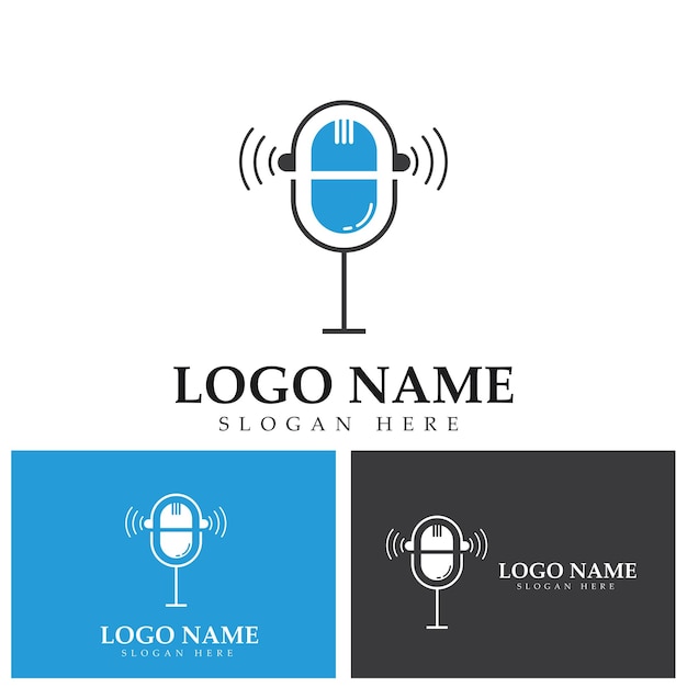 Podcast Logo Icône Design Vector Template Symboles De Microphone