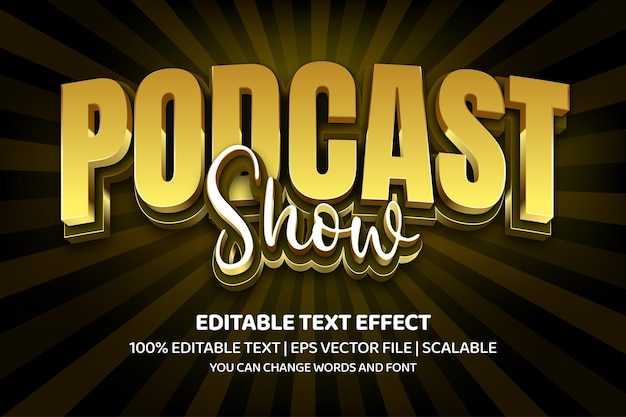 podcast show style 3d effet de texte modifiable