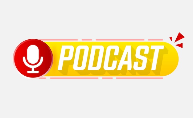 Podcast Vector Illustration Plate Icône Logo Design Sur Fond Blanc