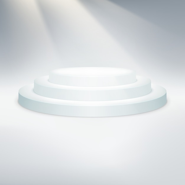 podium blanc avec projecteur