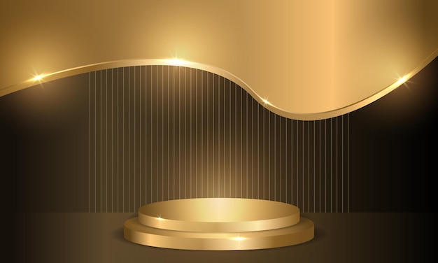 Podium de cercle d'or sur fond de luxe sombre