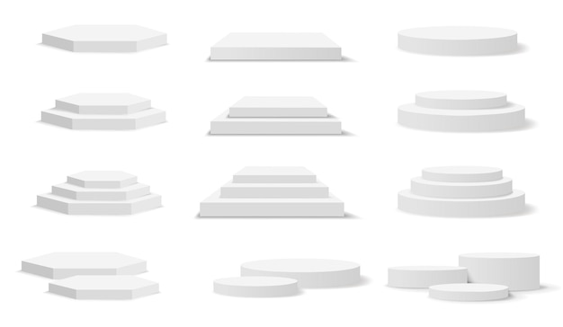 Podium de collection blanc avec fond blanc