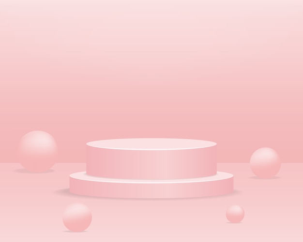 Podium de cylindre vide sur fond rose. Scène minimale abstraite avec objet de forme géométrique. 3d