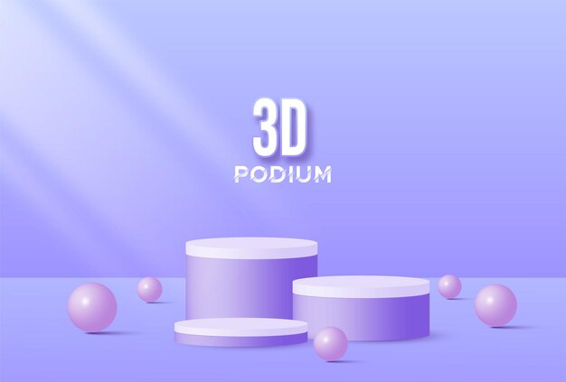 Podium de piédestal de cercle de cylindre 3d réaliste pourpre scène minimale salle abstraite de couleur pastel