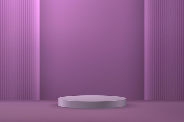 podium ou piédestal réaliste 3d sur fond de luxe violet