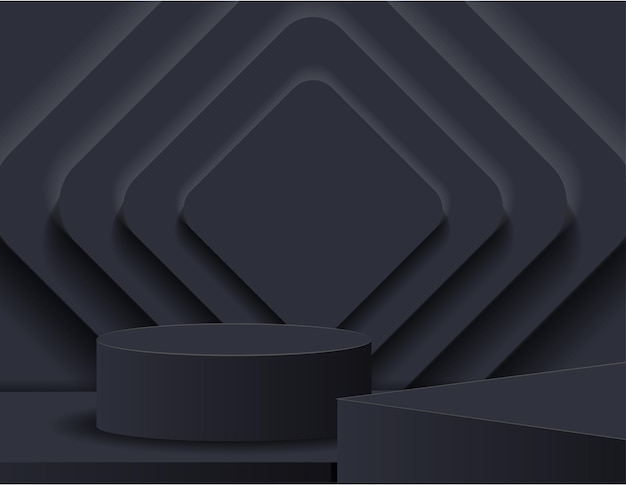 podium pour l'affichage des produits et la scène d'arrière-plan studio noir et tons pour la présentation des produits