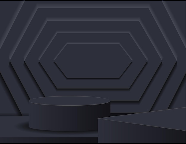 podium pour l'affichage des produits et la scène d'arrière-plan studio noir et tons pour la présentation des produits