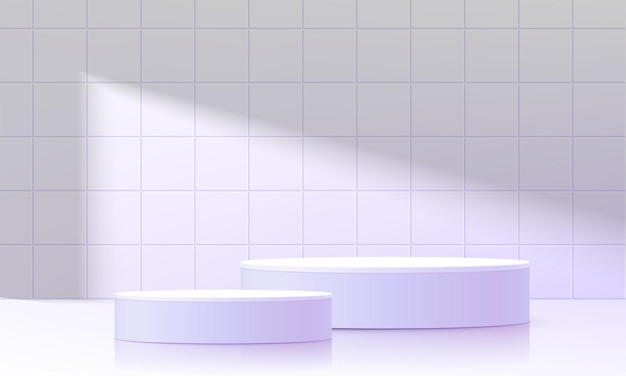 podium réaliste cylindre 3D podium blanc et fond carré