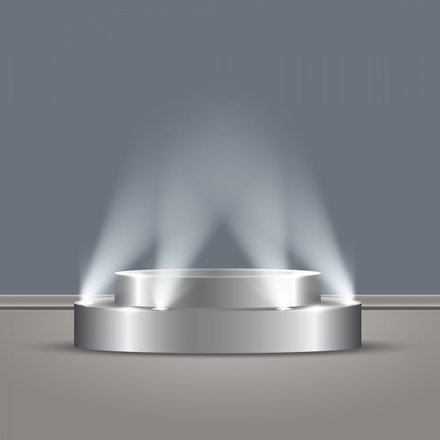 Podium Rond, Socle Ou Plateforme, éclairé Par Des Projecteurs