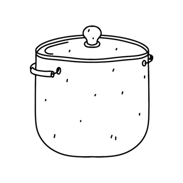 Poêle De Cuisine Doodle Dans Le Style Doodle Dessiné à La Main Illustration Vectorielle D'outil De Cuisson Isolée Sur Blanc