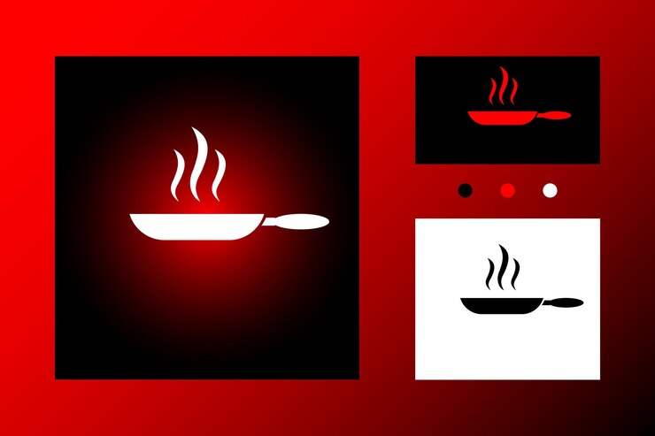 Poêle à frire Icône Logo Vector Concept Illustration pour la conception