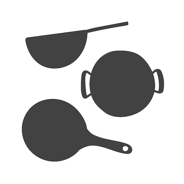 Poêle à frire wok dans un doodle plat stiye Illustration vectorielle d'outils de cuisine