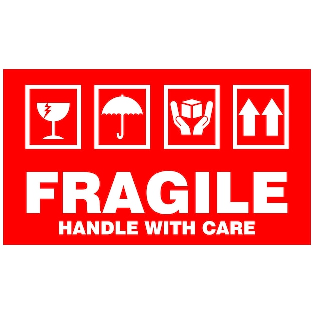 Poignée fragile avec vecteur de timbre de soin