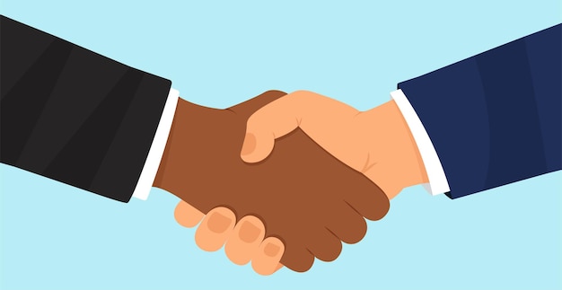 Vecteur poignée de main de l'accord des partenaires commerciaux serrer la main accord réussi personnes