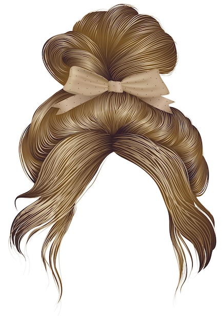 poils de bun avec arc beige couleurs blondes femmes style de beauté de mode
