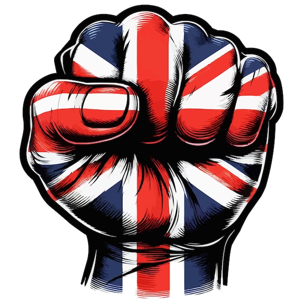 Un poing serré puissant et impactant avec le drapeau du Royaume-Uni
