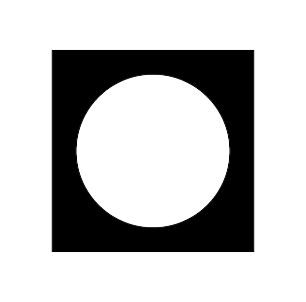 Point blanc sur carré noir Icône ronde et carrée