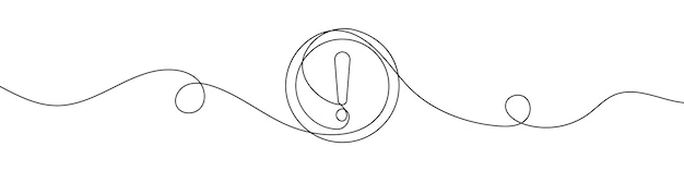 Point d'exclamation dans le style de dessin en ligne continue Dessin au trait du point d'exclamation