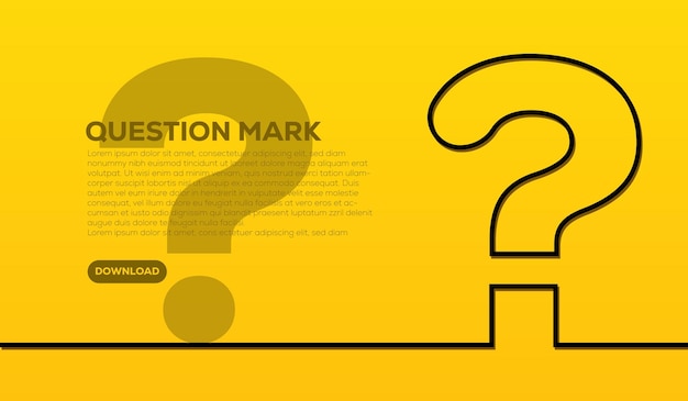 Point d'interrogation conception de ligne minimale sur fond jaune concept d'aide et de support