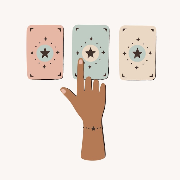 Vecteur pointant une carte de tarot de tarot avec illustration de la main
