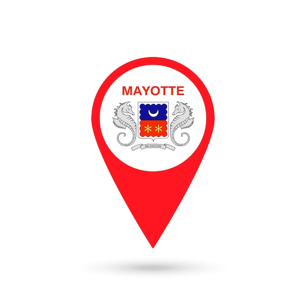 Pointeur de carte avec contry Mayotte Mayotte flag Vector illustration