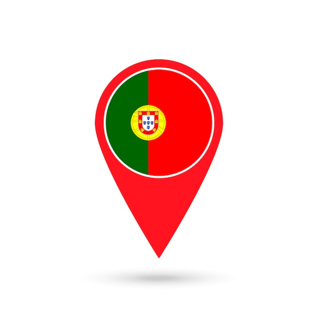 Pointeur De Carte Avec Contry Portugal Portugal Flag Vector Illustration