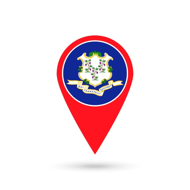 Pointeur De Carte Avec Le Drapeau Du Connecticut Vector Illustration