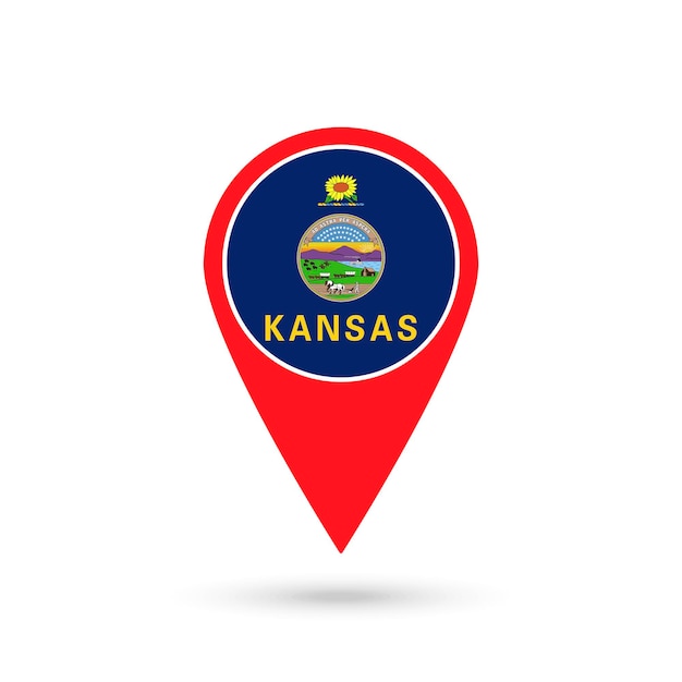 Pointeur de carte avec le drapeau du Kansas Illustration vectorielle